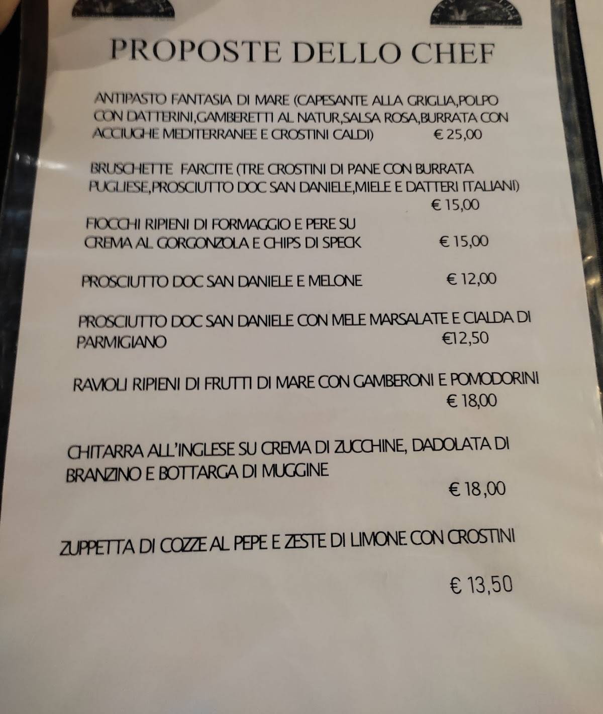 Menu di Atlantide 
