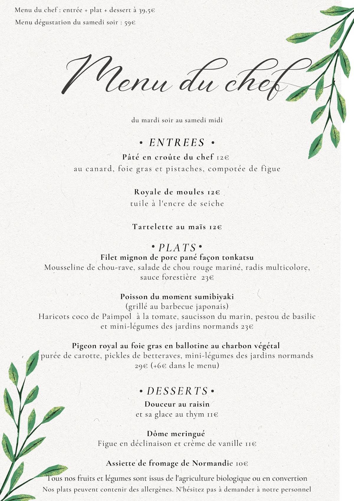 Menu de Au Flaméron