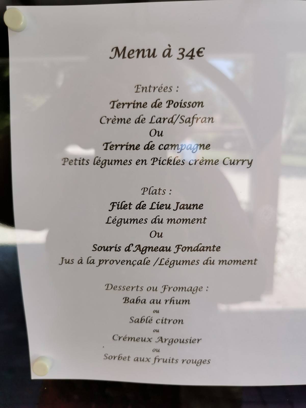 Menu de Au Petit Chaudron