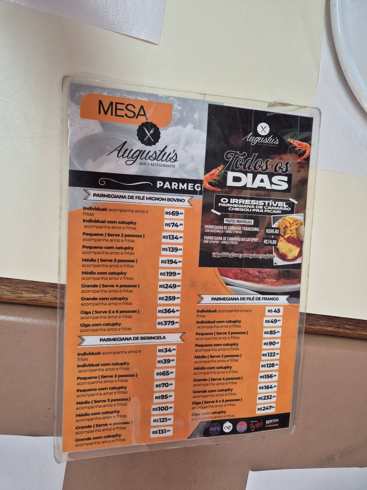 Augustu's Bar cardápio