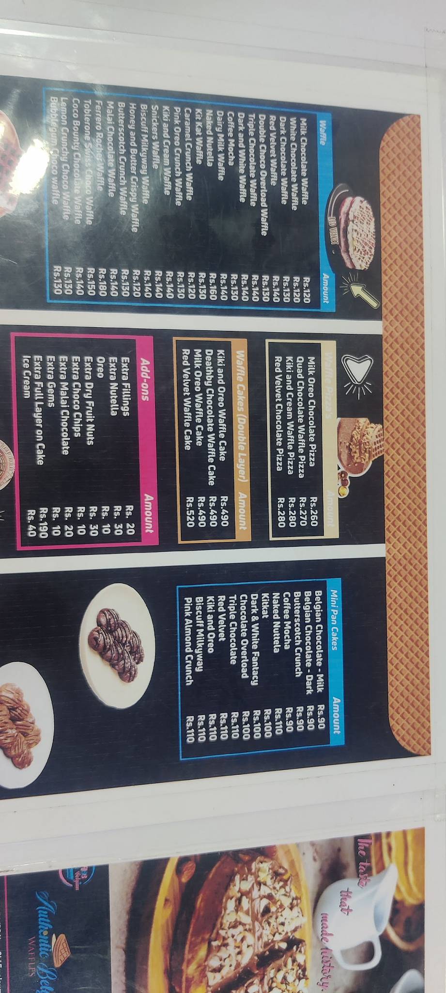 Authentic Belgian Waffles menu