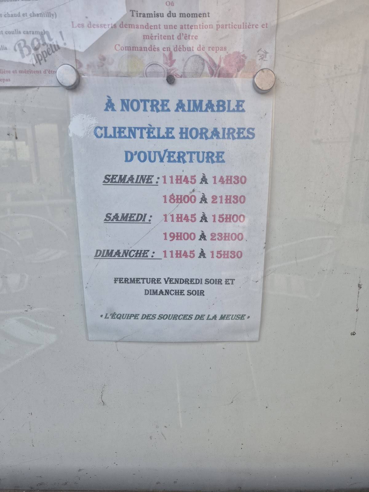 Menu de Aux Sources de la Meuse