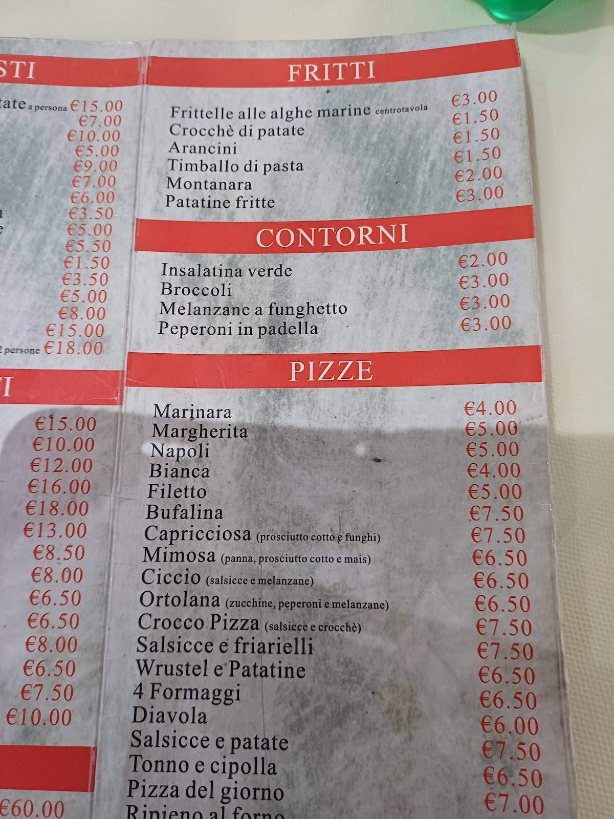 Menu di Avrora - Ristorante & Pizzeria (Ex. Franco) 
