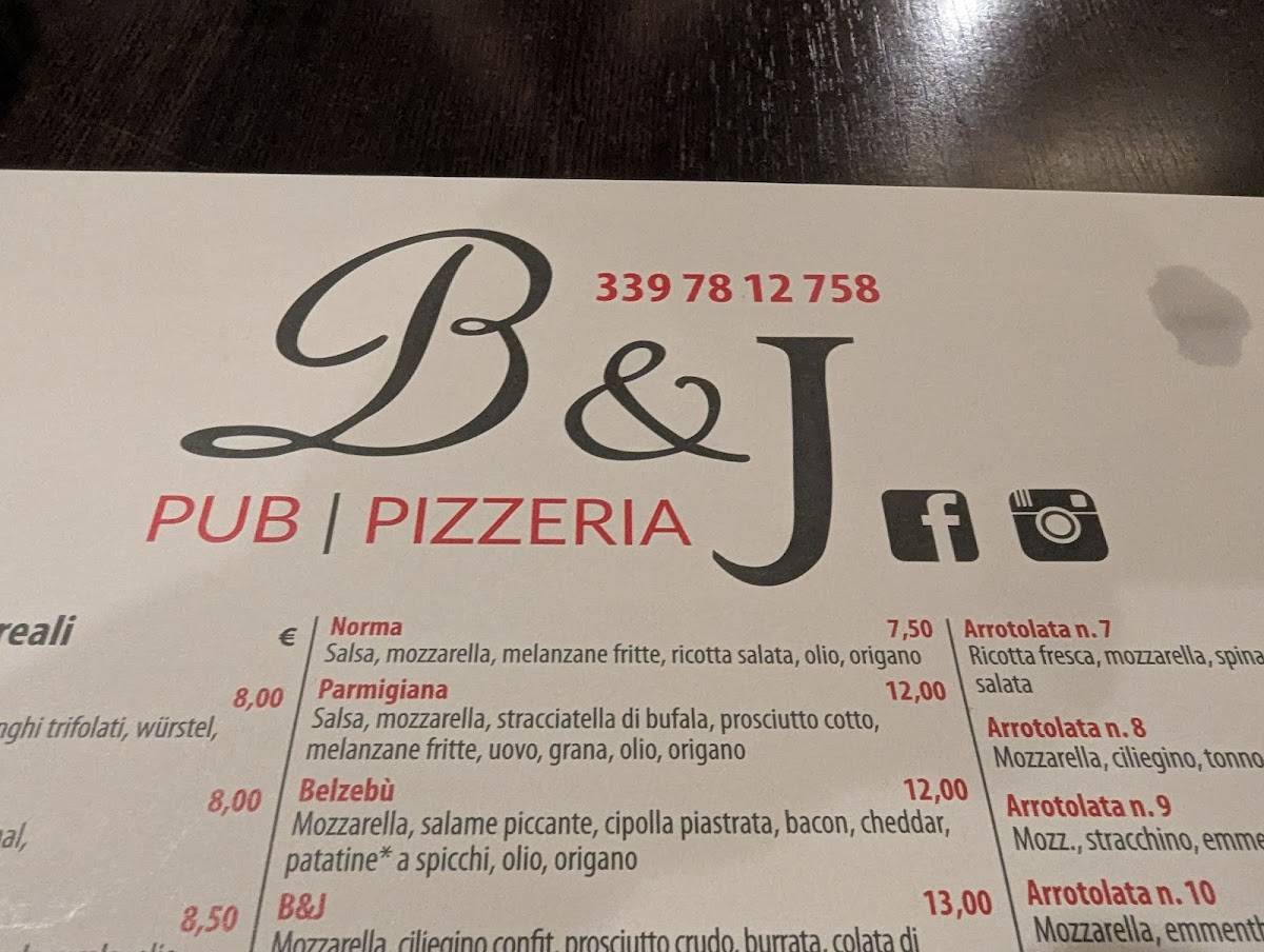 Menu di B&J pub pizzeria 