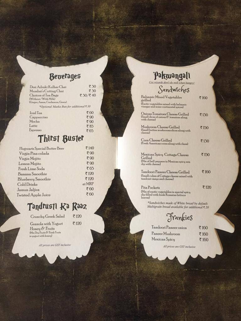 BOMBAY BLUES RESTAURANT~ A Unit Of Wizard"s Cafe menu