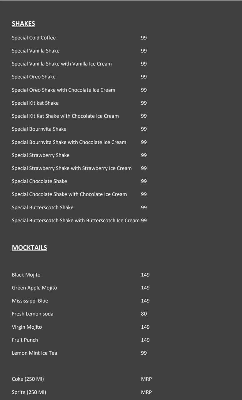 Burger Box menu