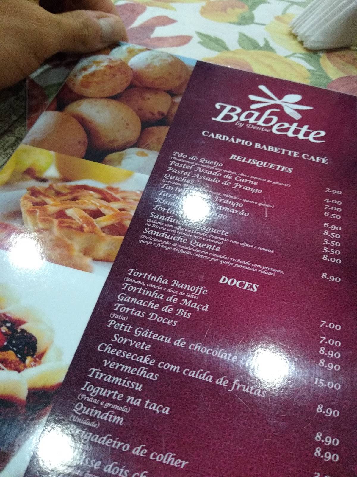 Restaurante Babette by Denise cardápio