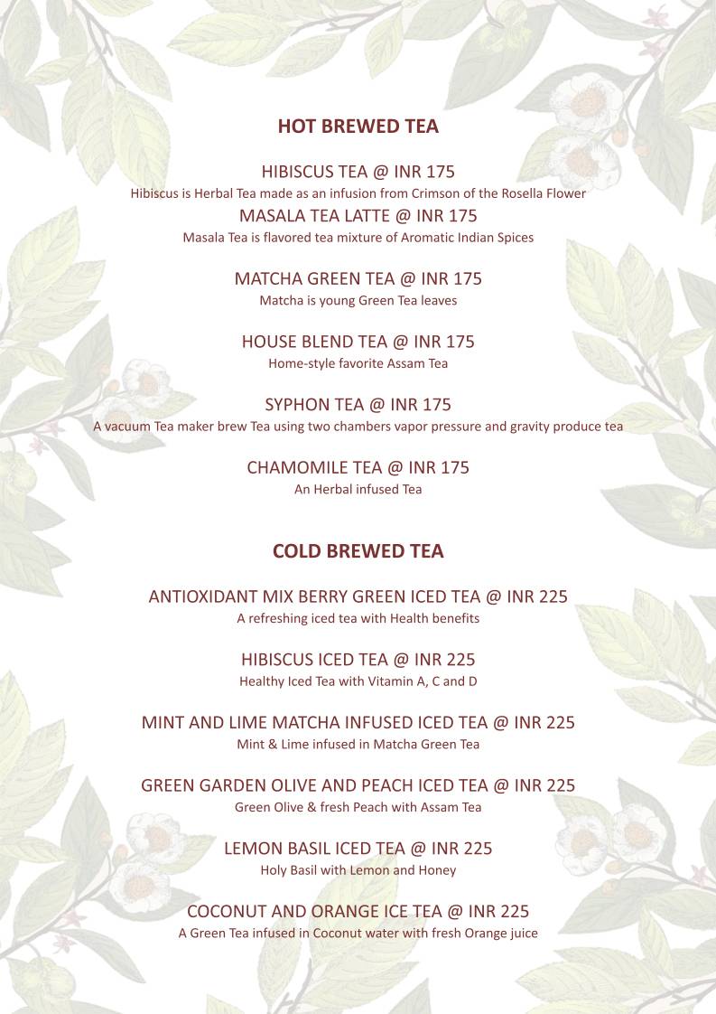 Bagan : Poolside Cafe menu