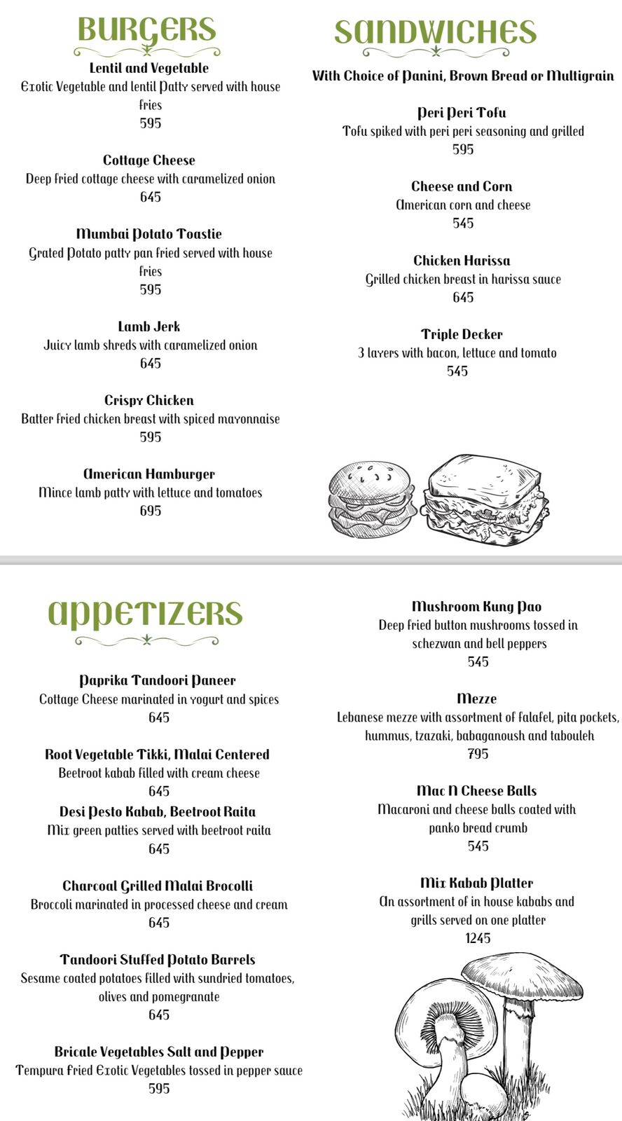 Baklavi bar and kitchen menu