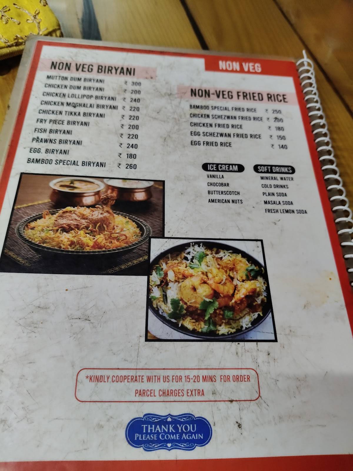 Bamboo Restaurant menu