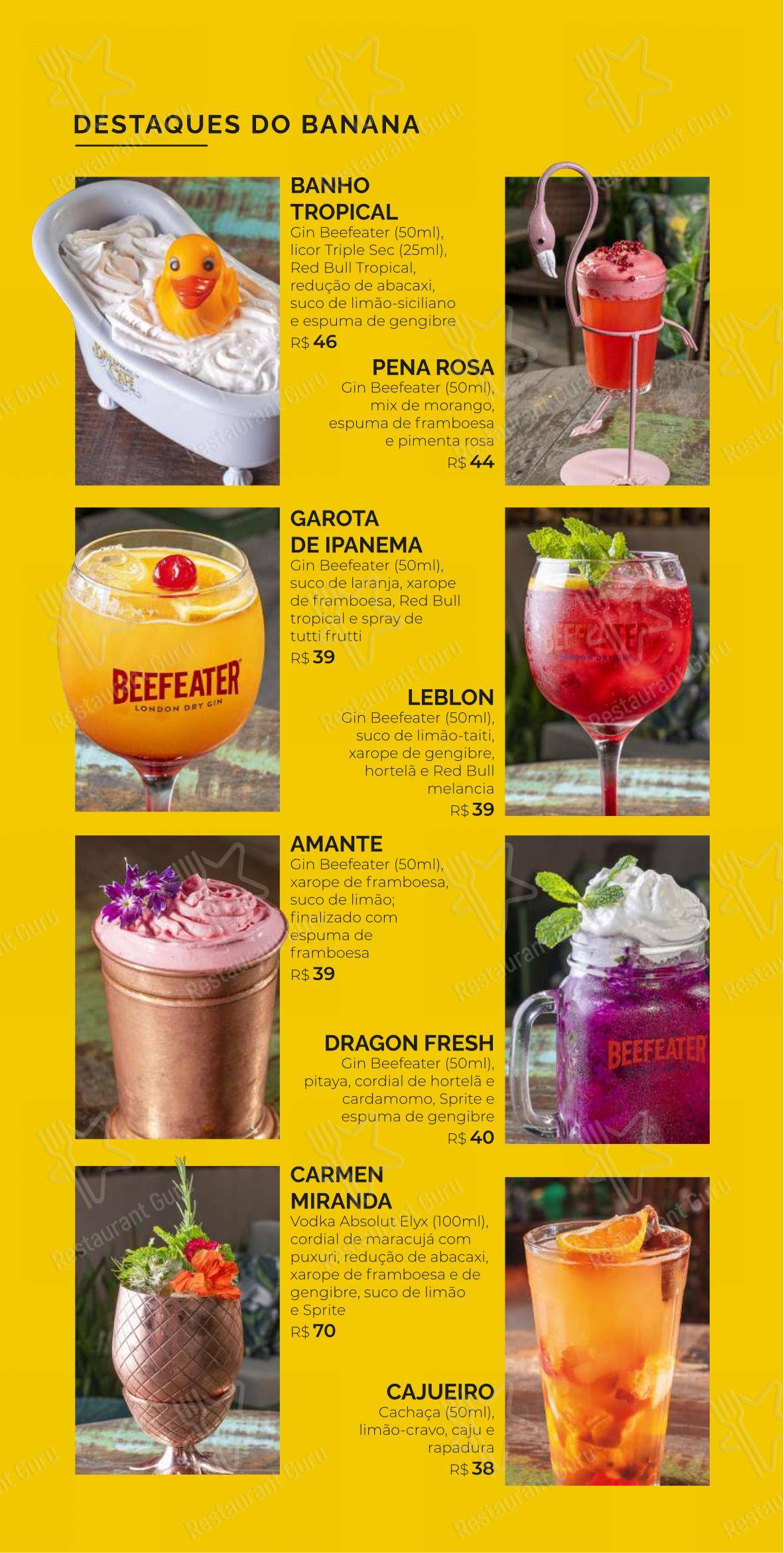 Banana Café Bar em Campinas - Menu