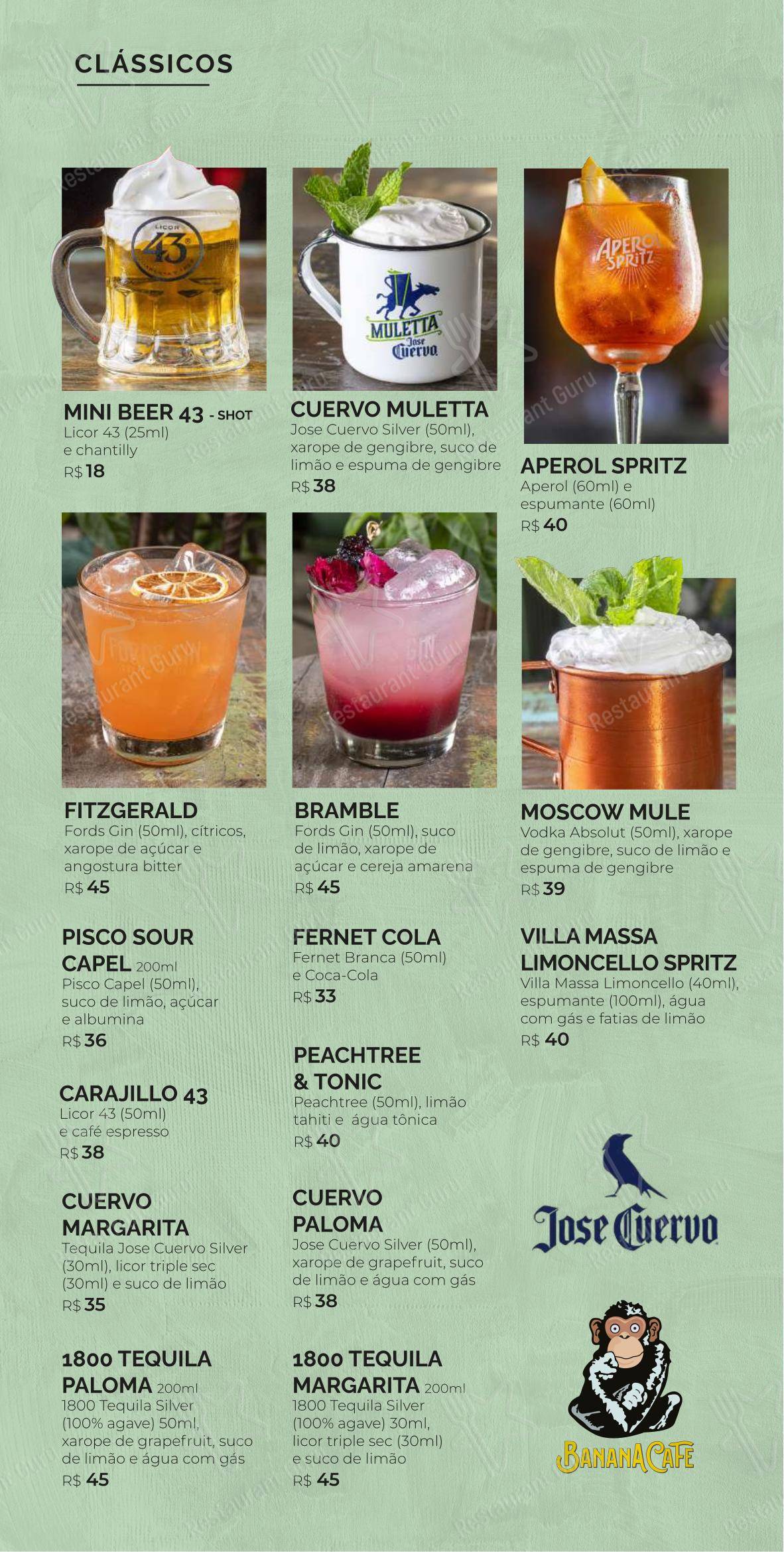 Banana Café Bar em Campinas - Menu