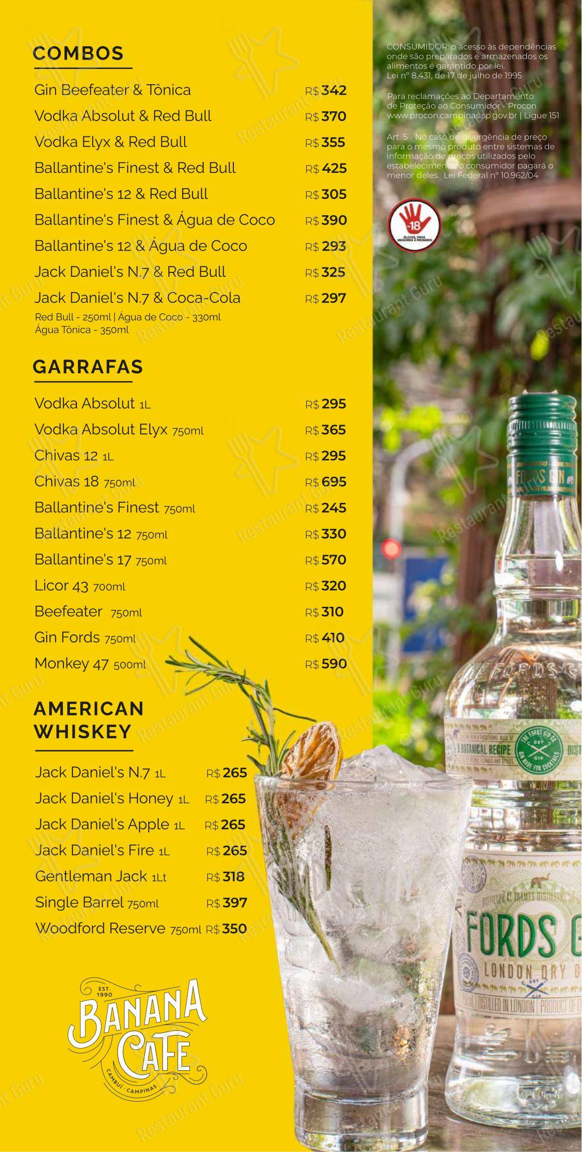 Banana Café Bar - Menu