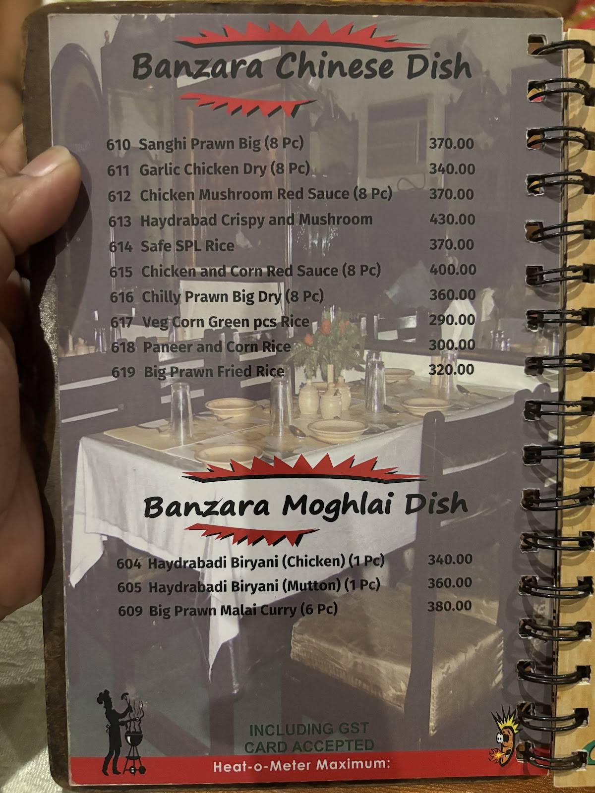 Banzara menu