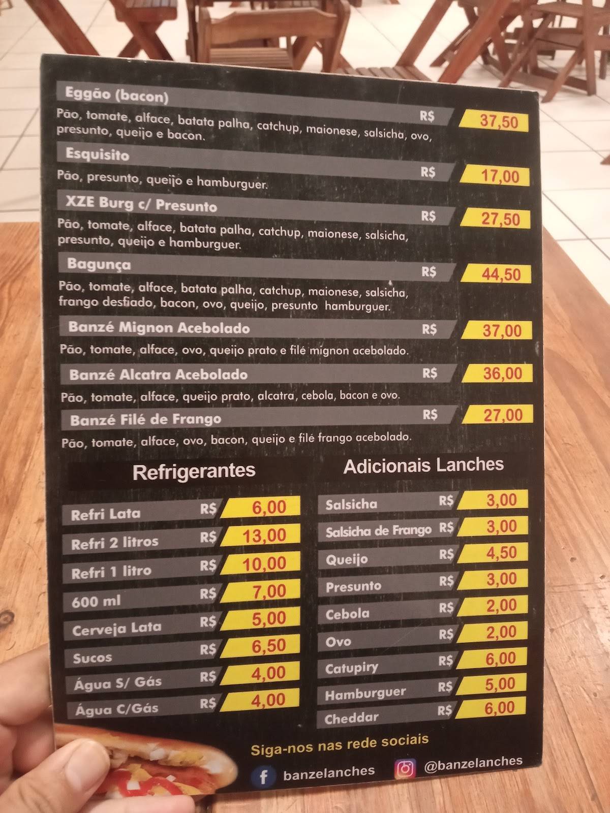 Banzé Lanches cardápio