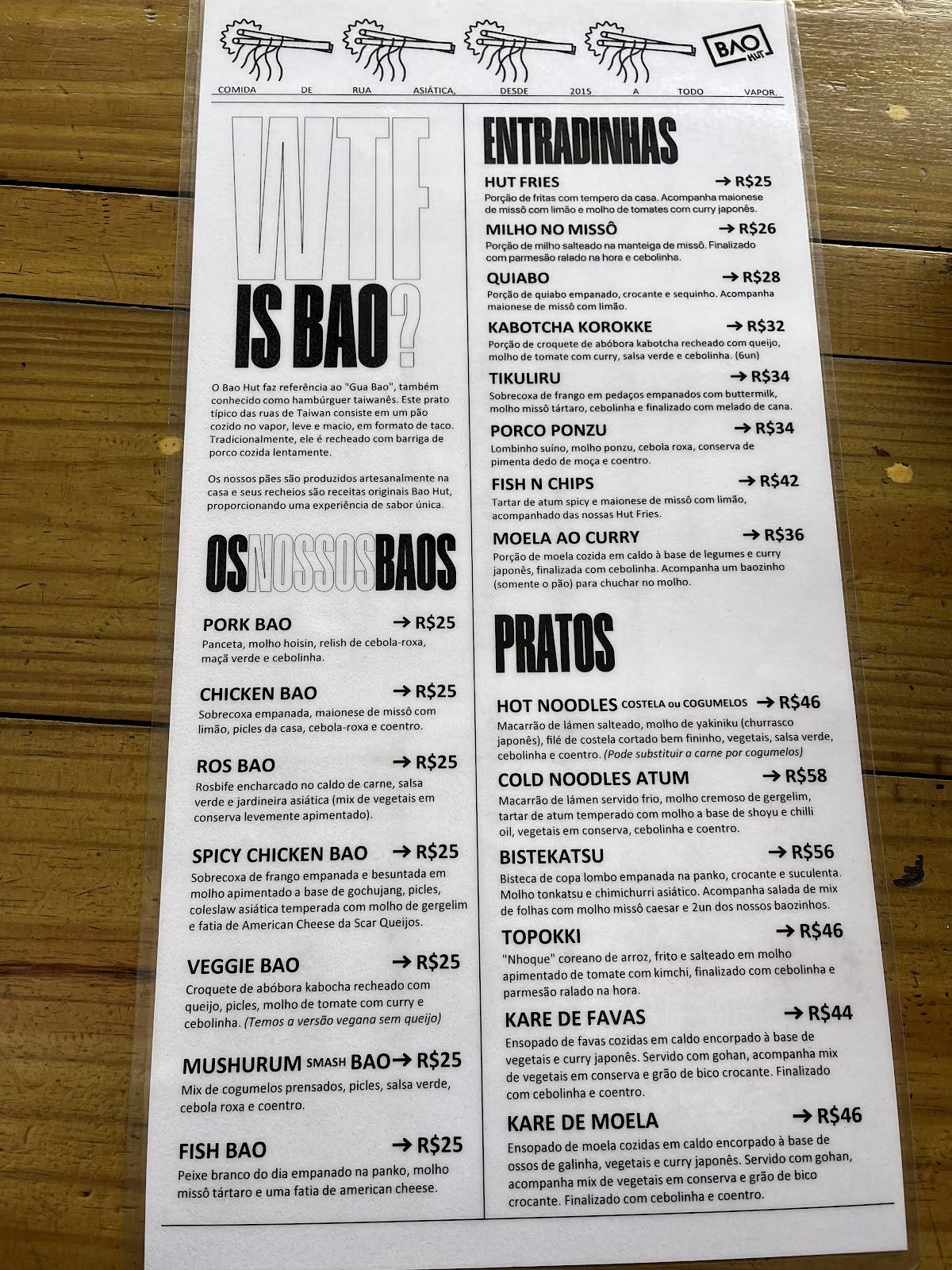 Bao Hut cardápio