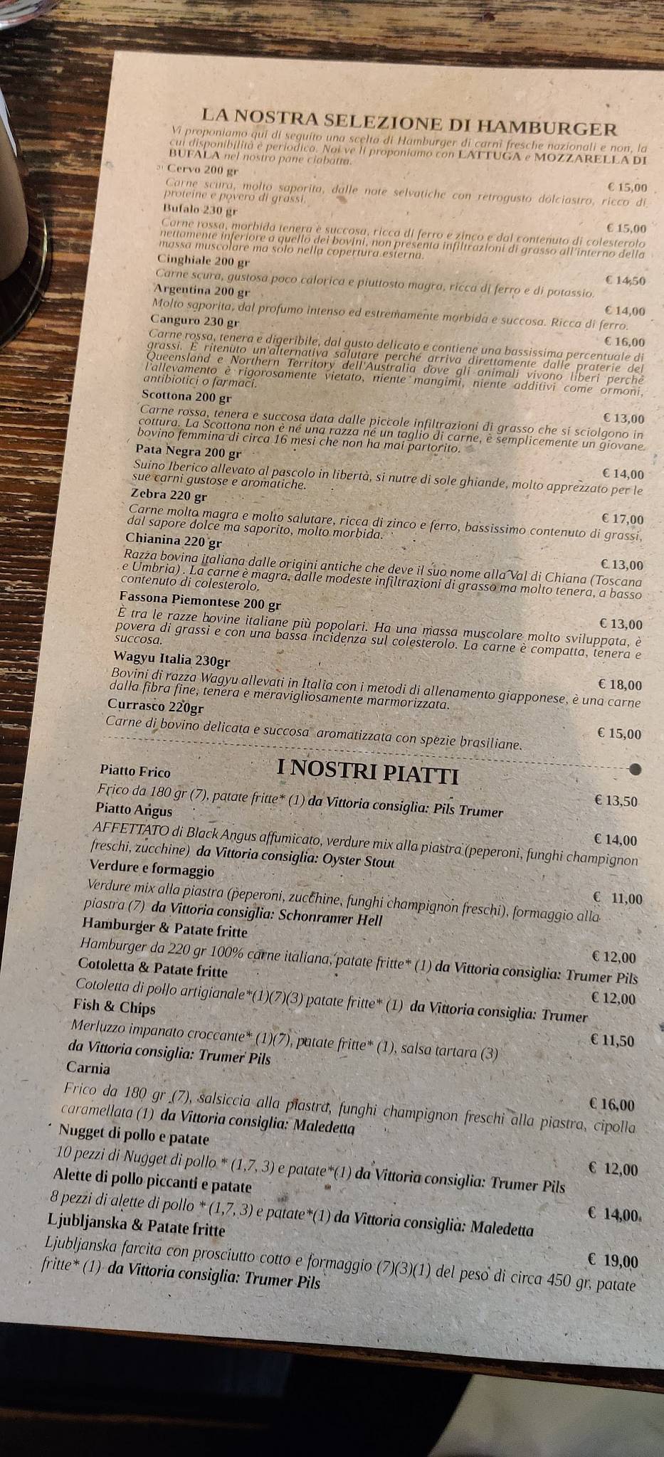 Menu di Bar Da Vittoria 