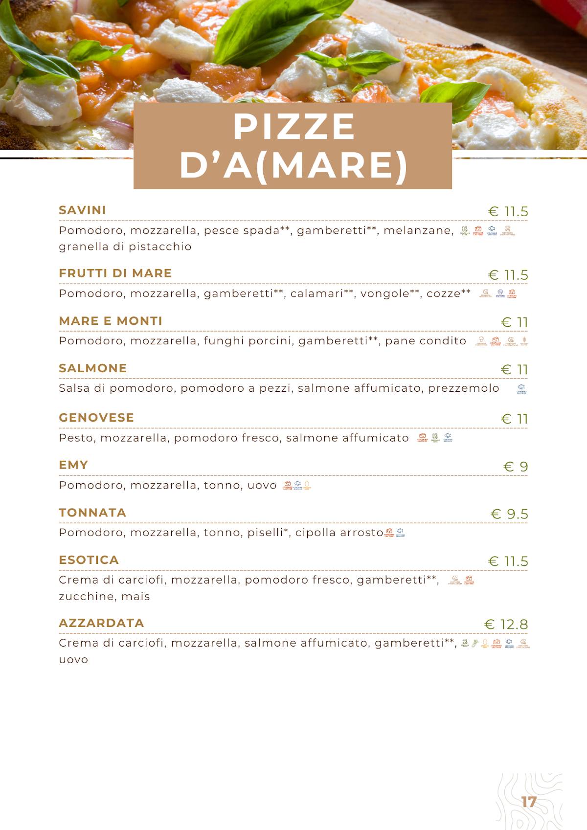 Menu di Bar Savini - Bar Pasticceria Ristorante Pizzeria Gelateria 