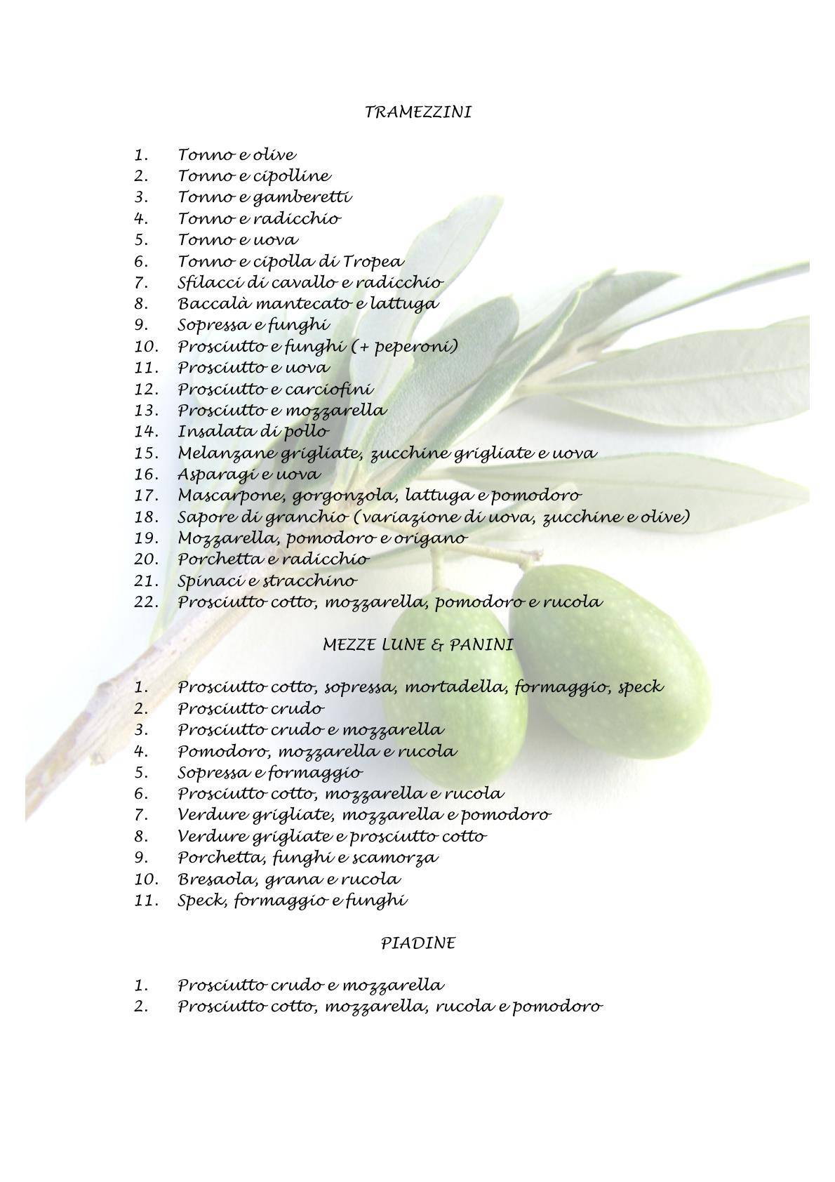 Menu di Bar Tinvoglia 