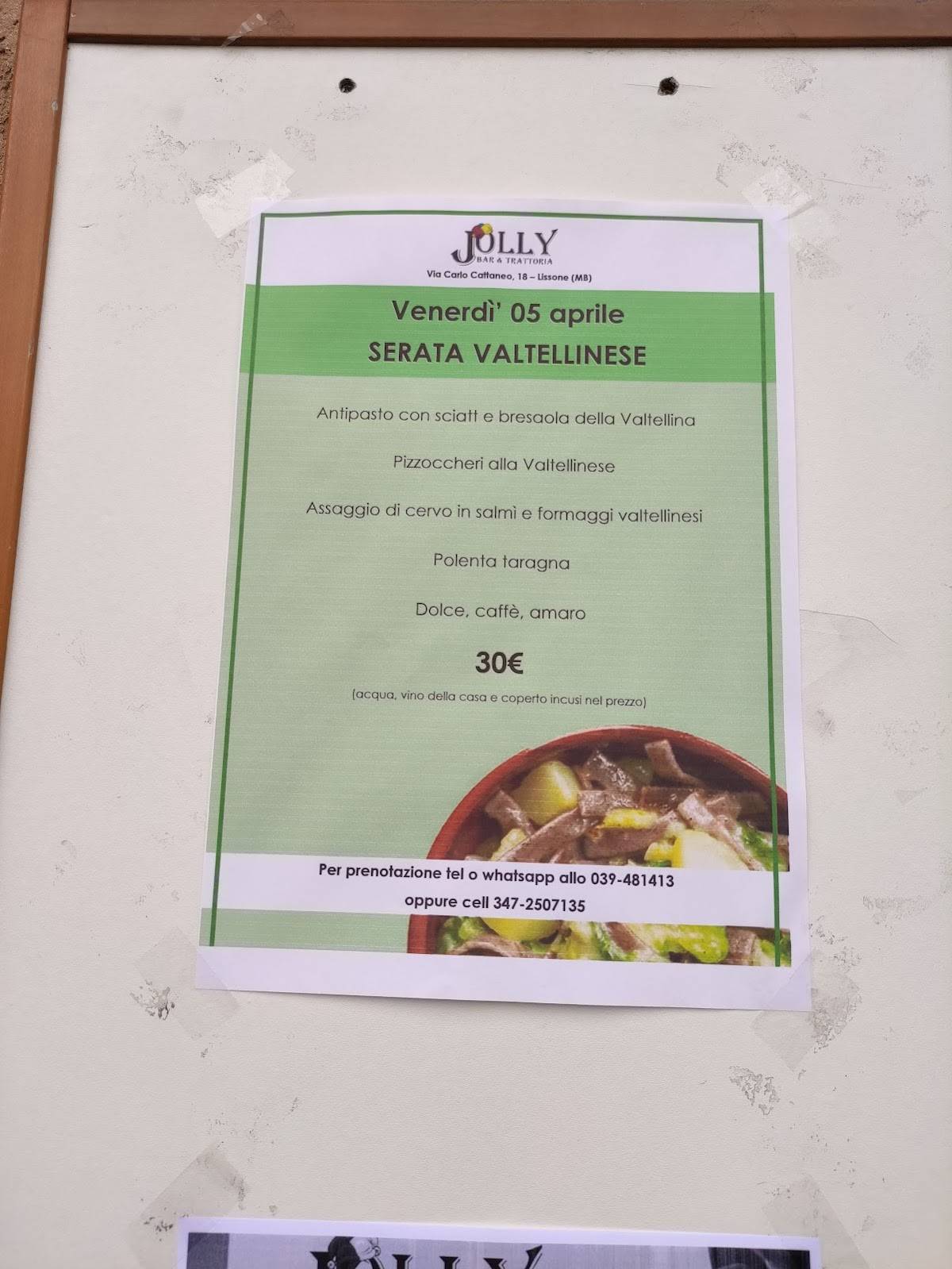 Menu di Bar Trattoria Jolly 