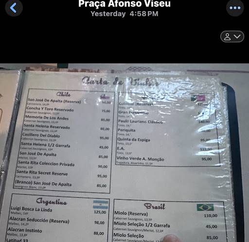 Bar da Pracinha cardápio