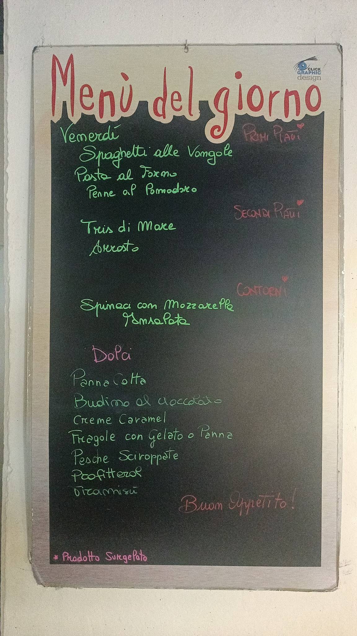 Menu di Bar le Vaie 