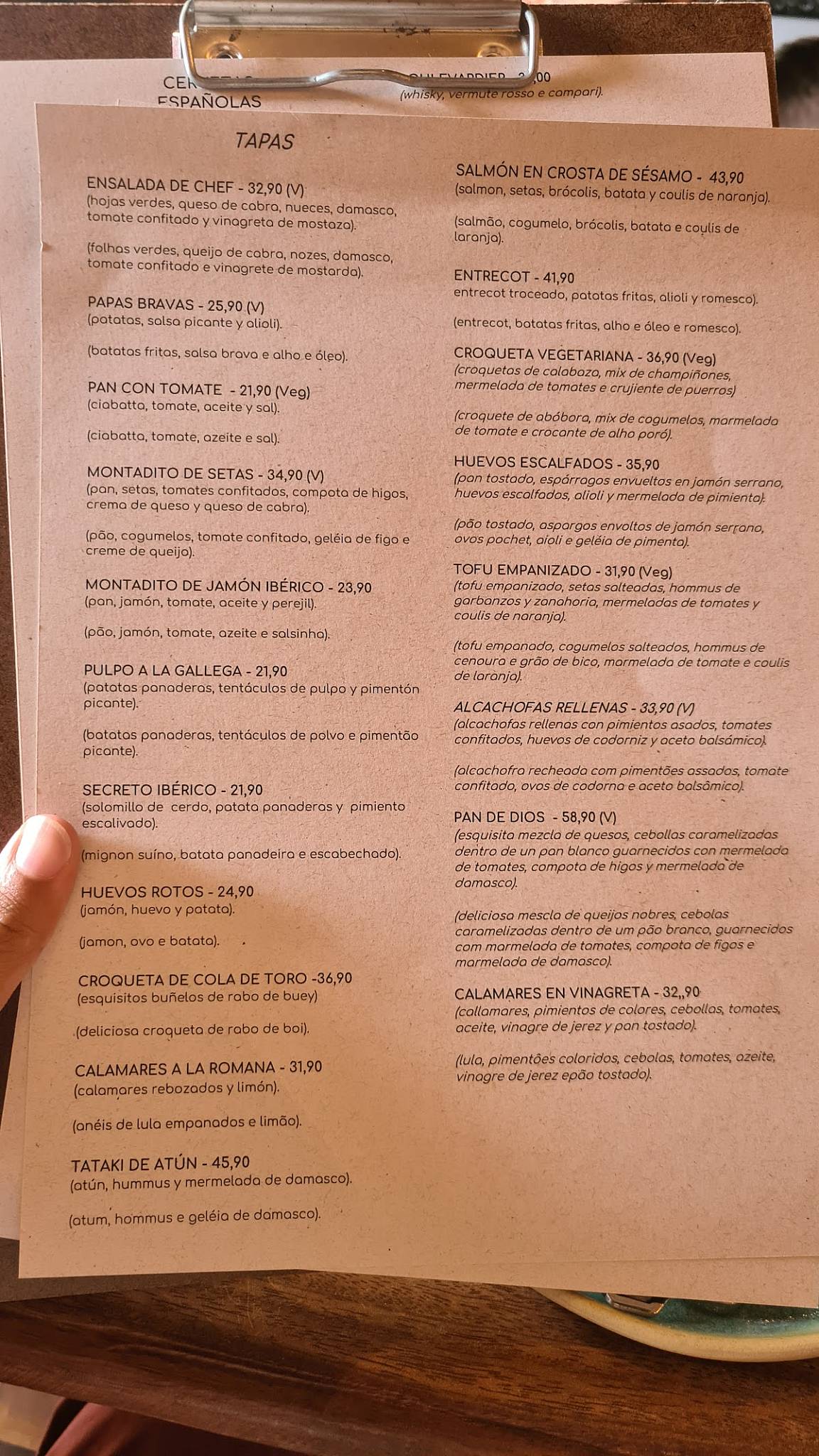 Barceloneta cardápio