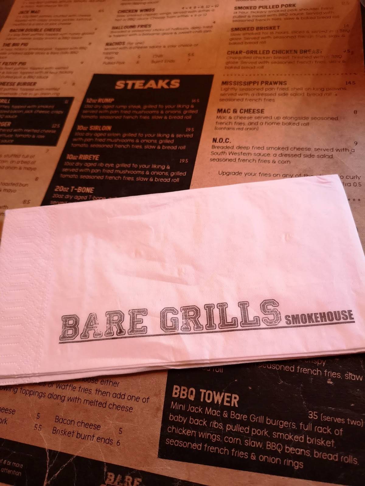 Menu at Bare Grills, WestonsuperMare