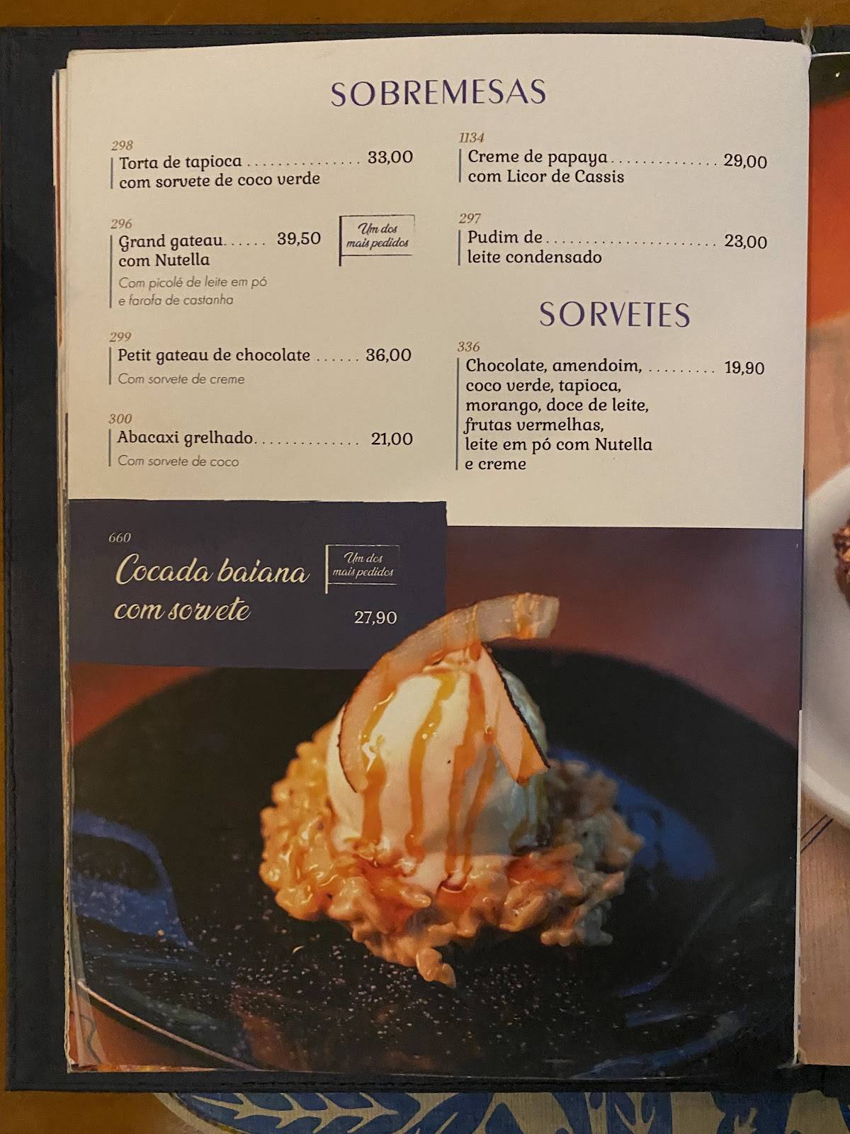 Restaurante Barravento cardápio