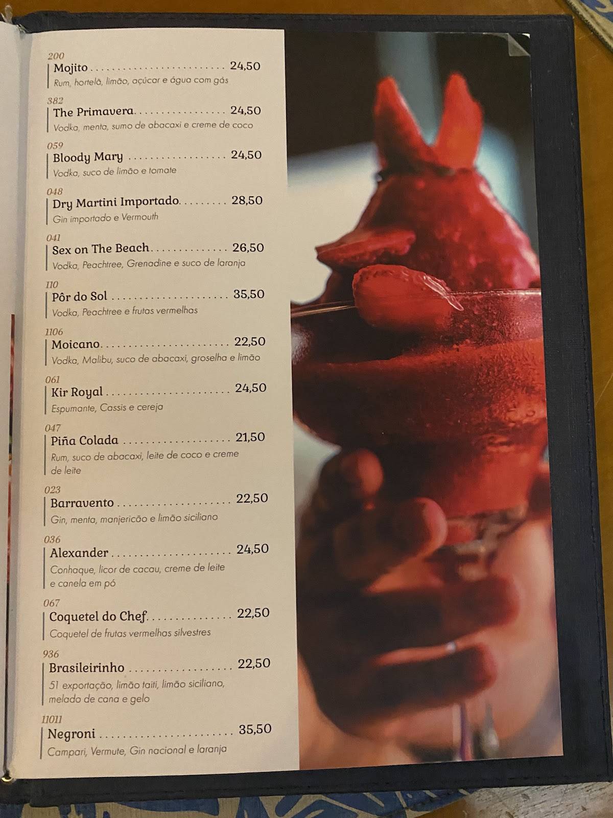 Restaurante Barravento cardápio