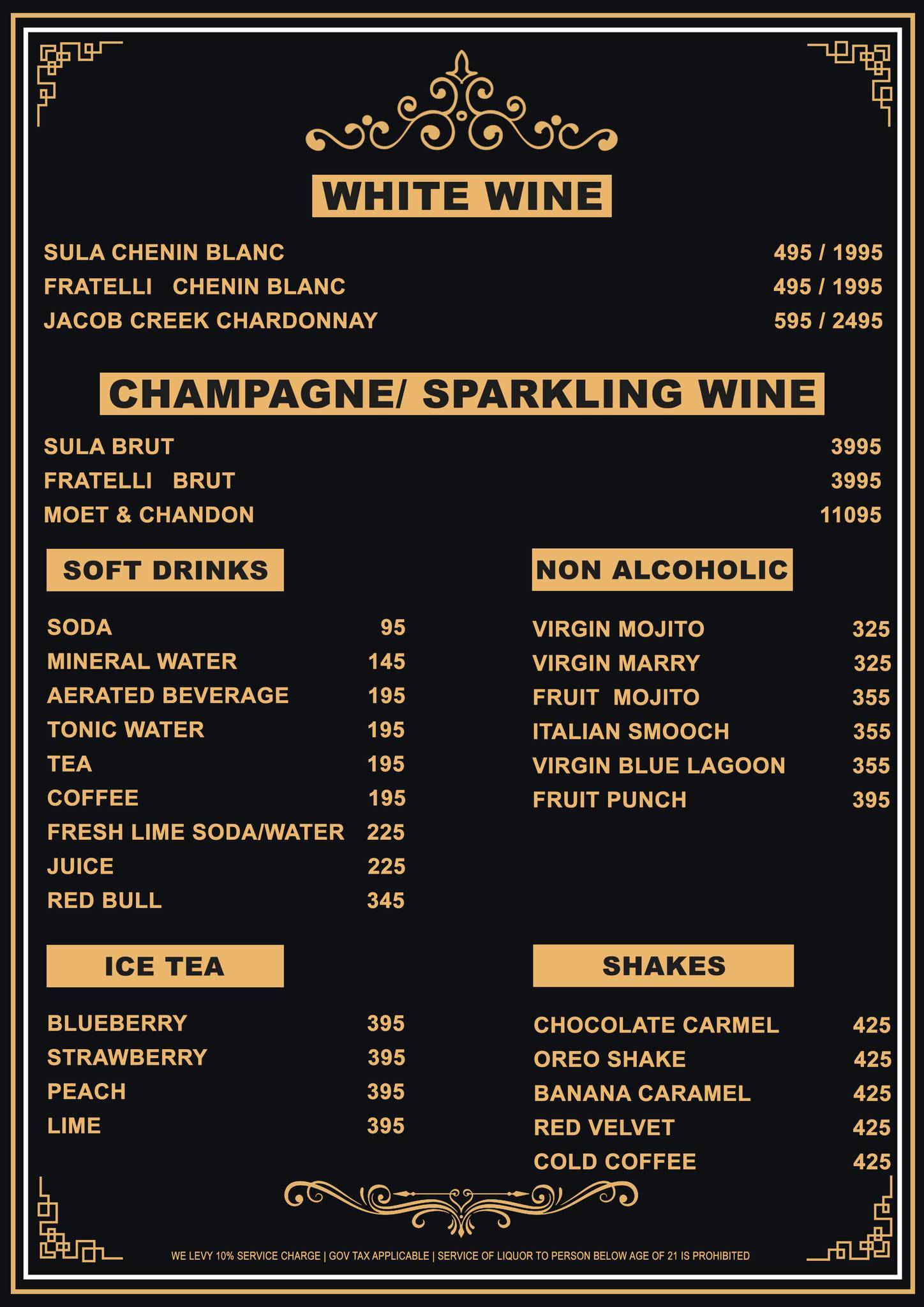 Barsoom frat House menu