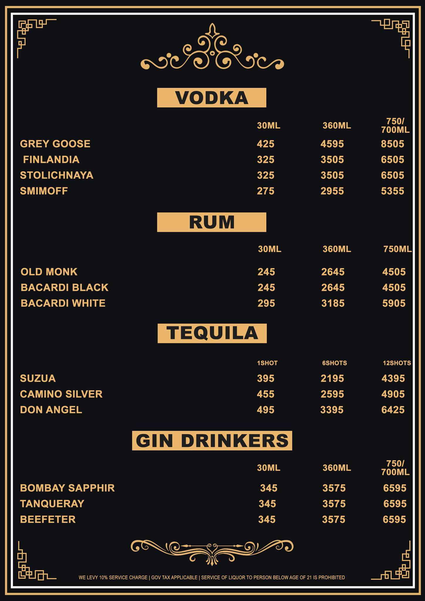 Barsoom frat House menu