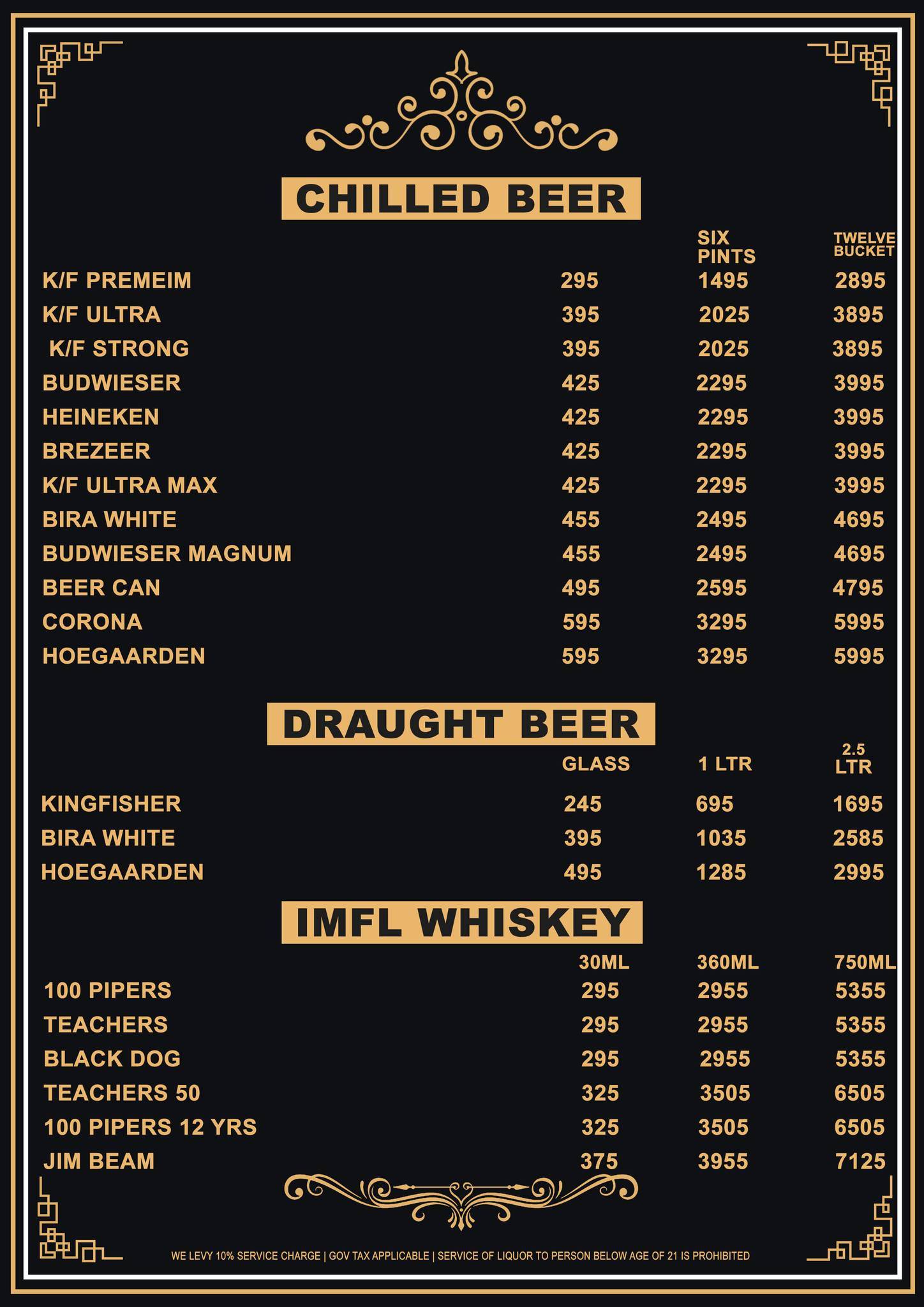 Barsoom frat House menu