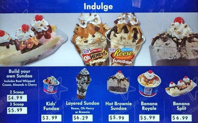 Menu de Baskin-Robbins