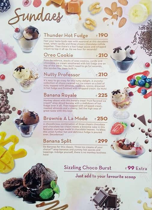 Baskin Robbins - Ice Cream Desserts menu