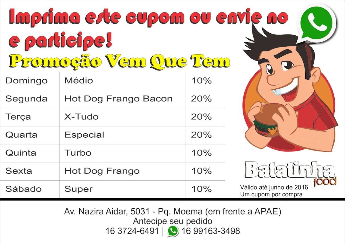 Batatinha Lanches cardápio