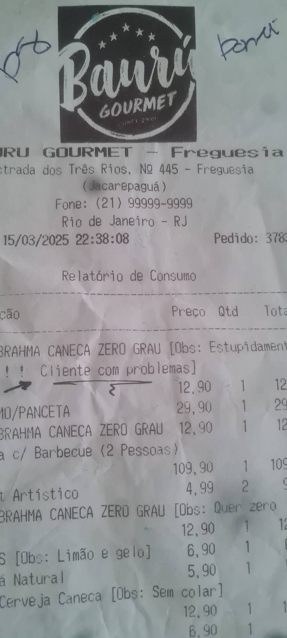 Bauru freguesia cardápio