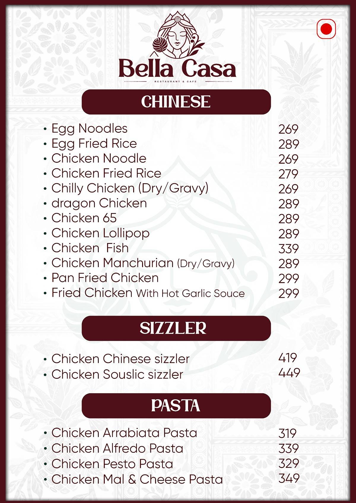Bella Casa menu