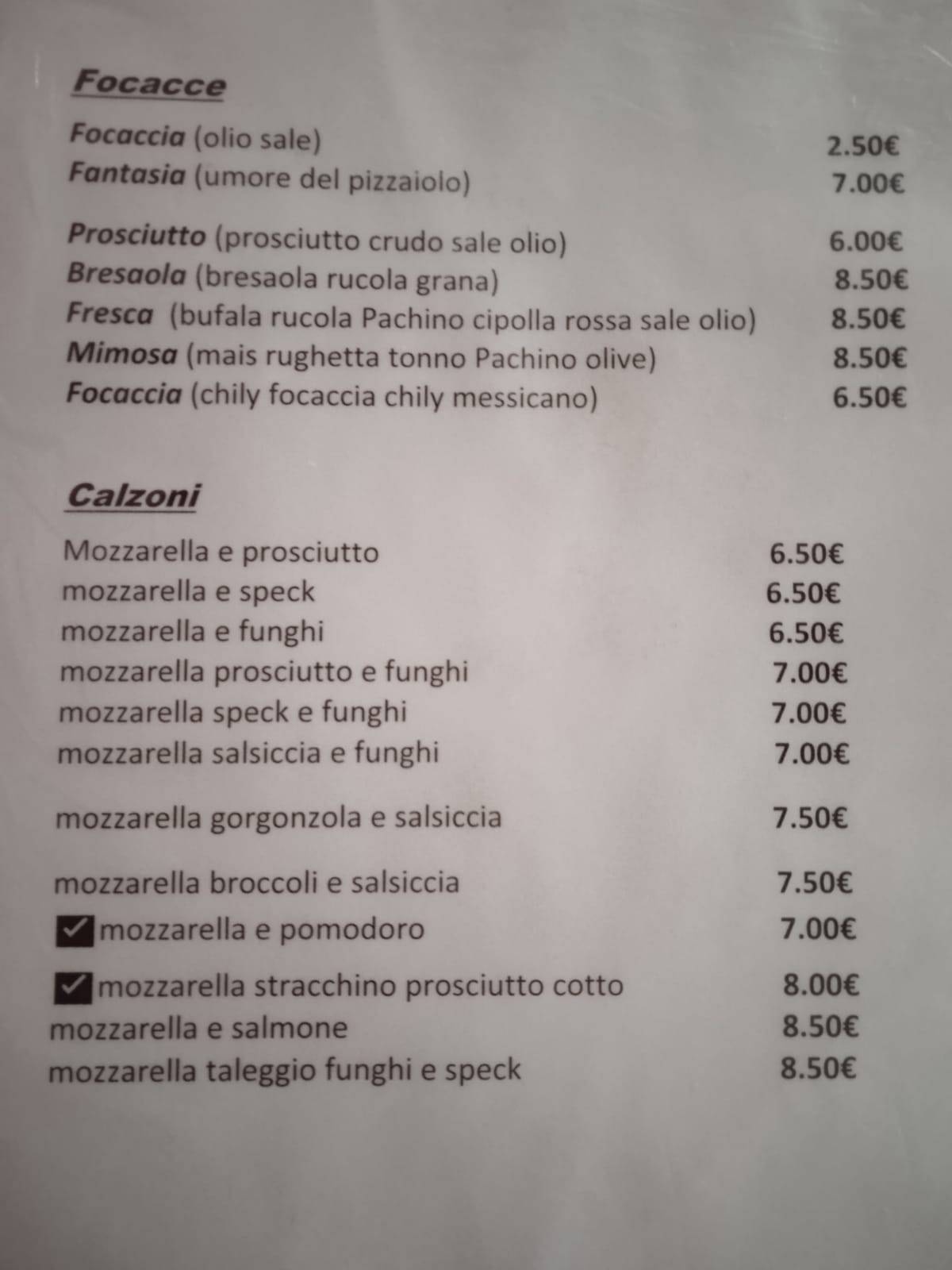 Menu di Gli Sfrontati 