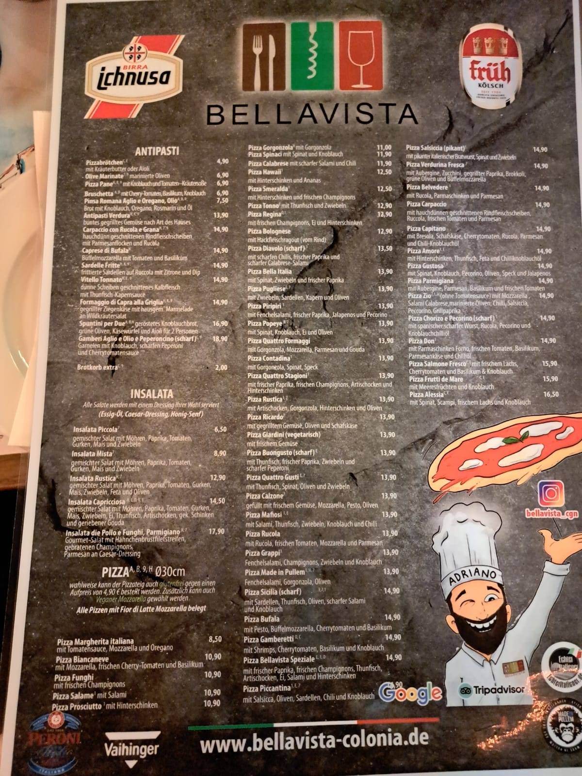 Menu de Bellavista Trattoria-Pizzeria - Event-Bistro