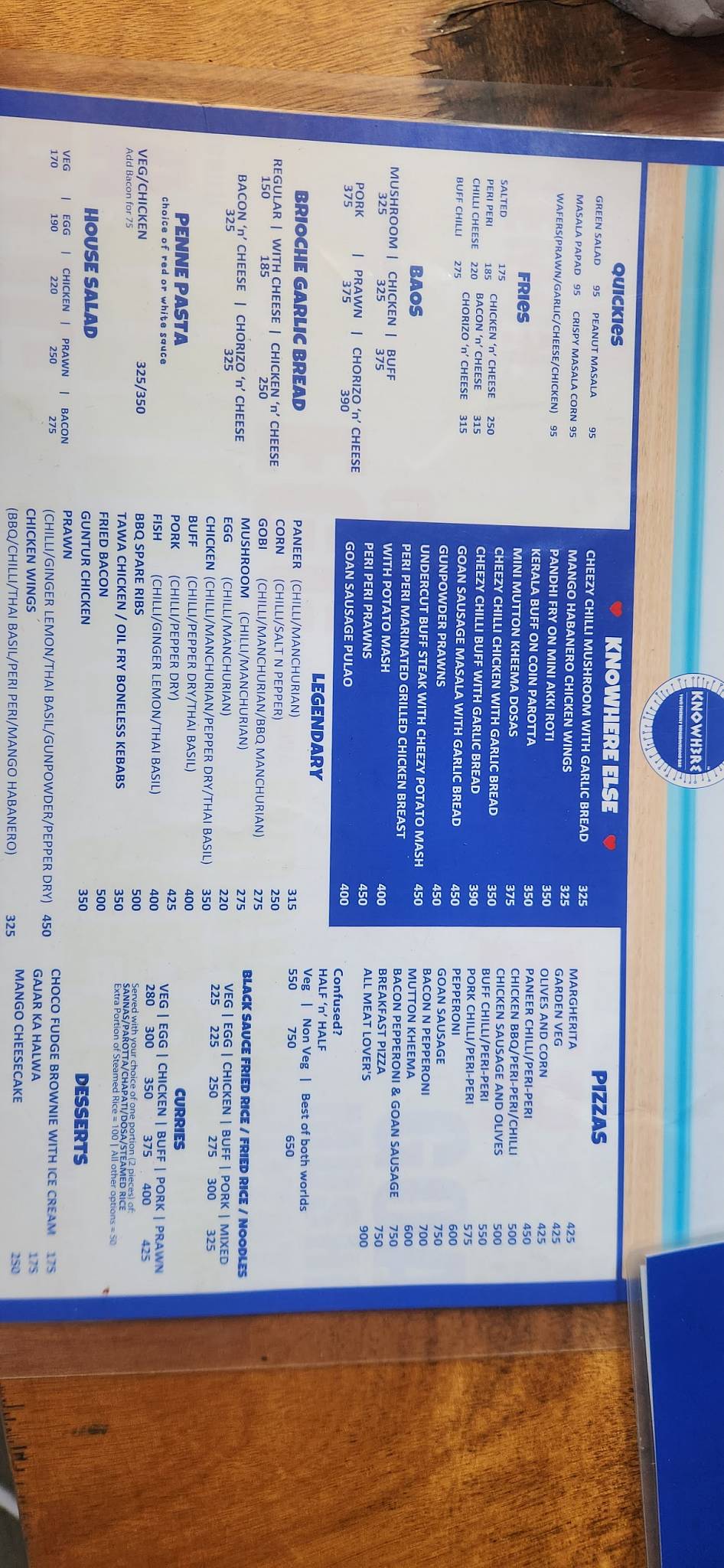 Knowhere menu
