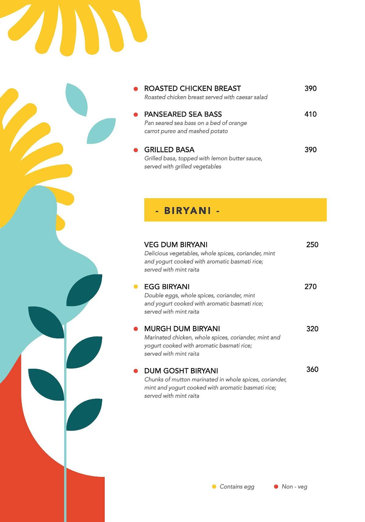 Millennials menu