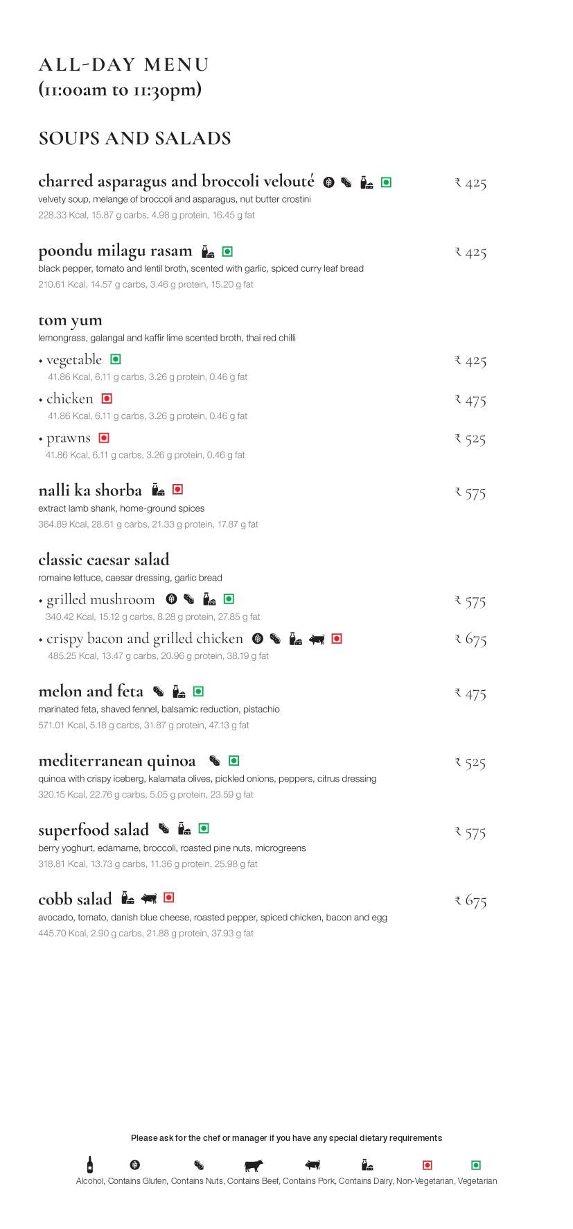 Monsoon menu