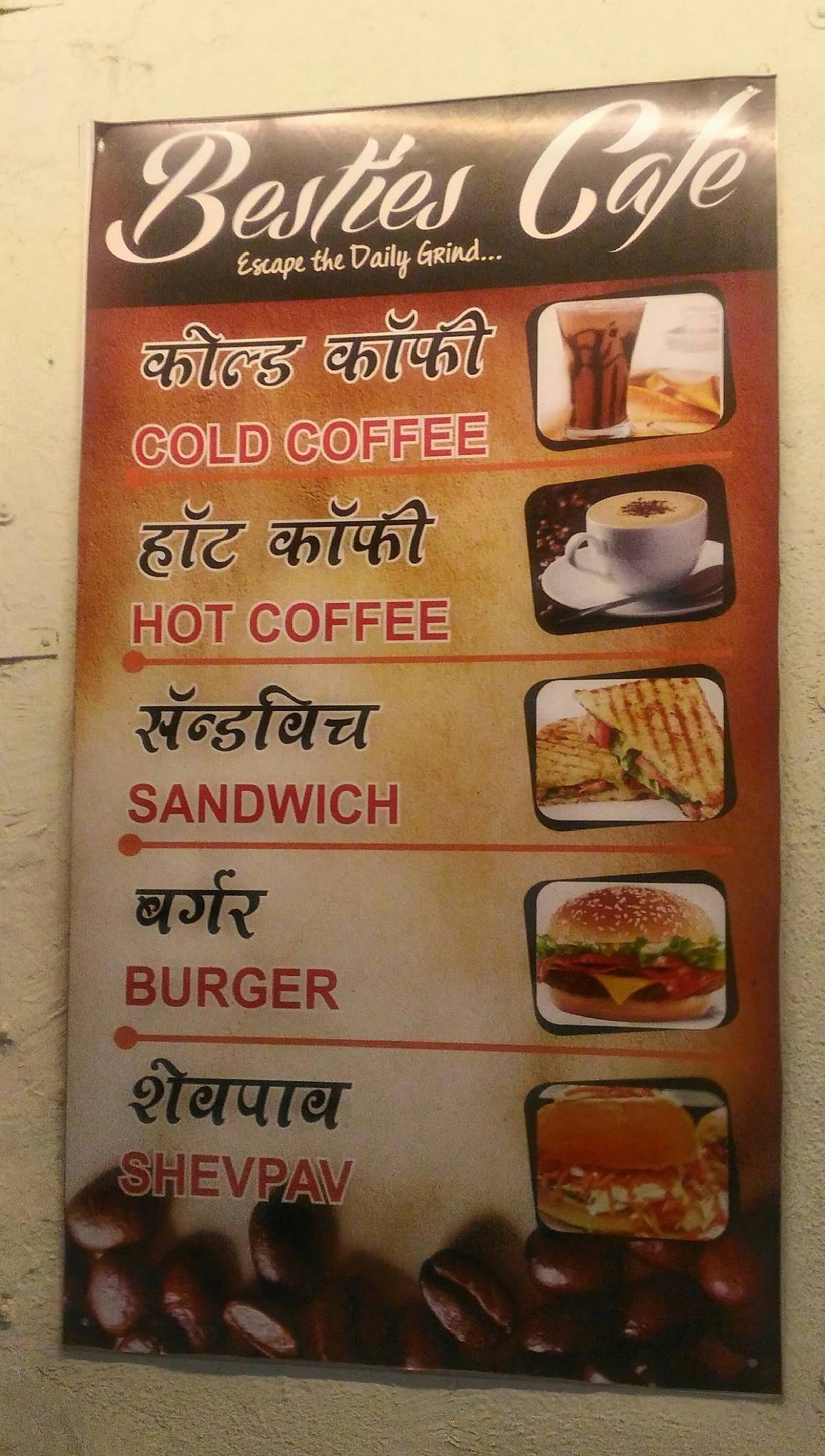 Besties Cafe menu