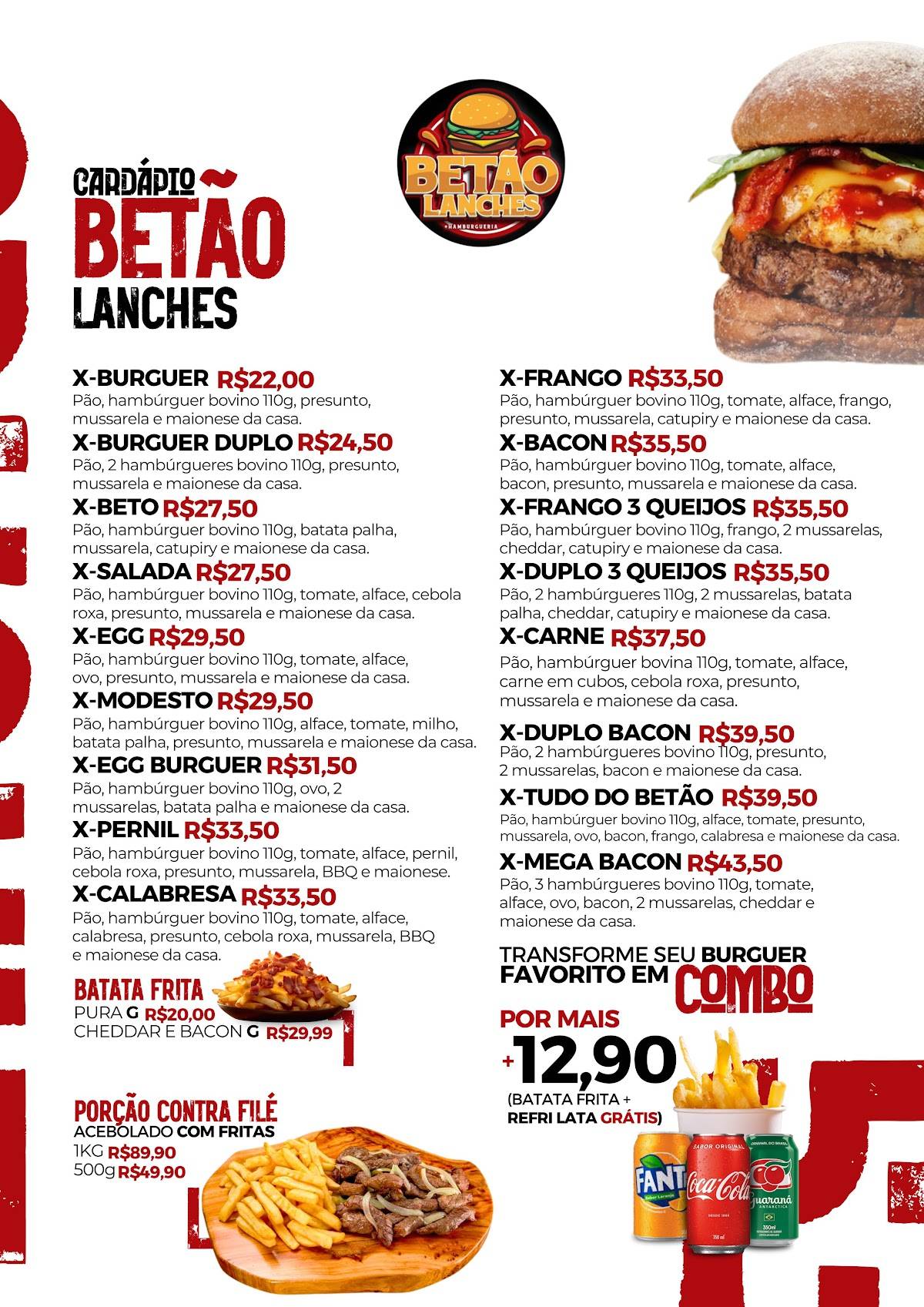 Betão Lanches cardápio