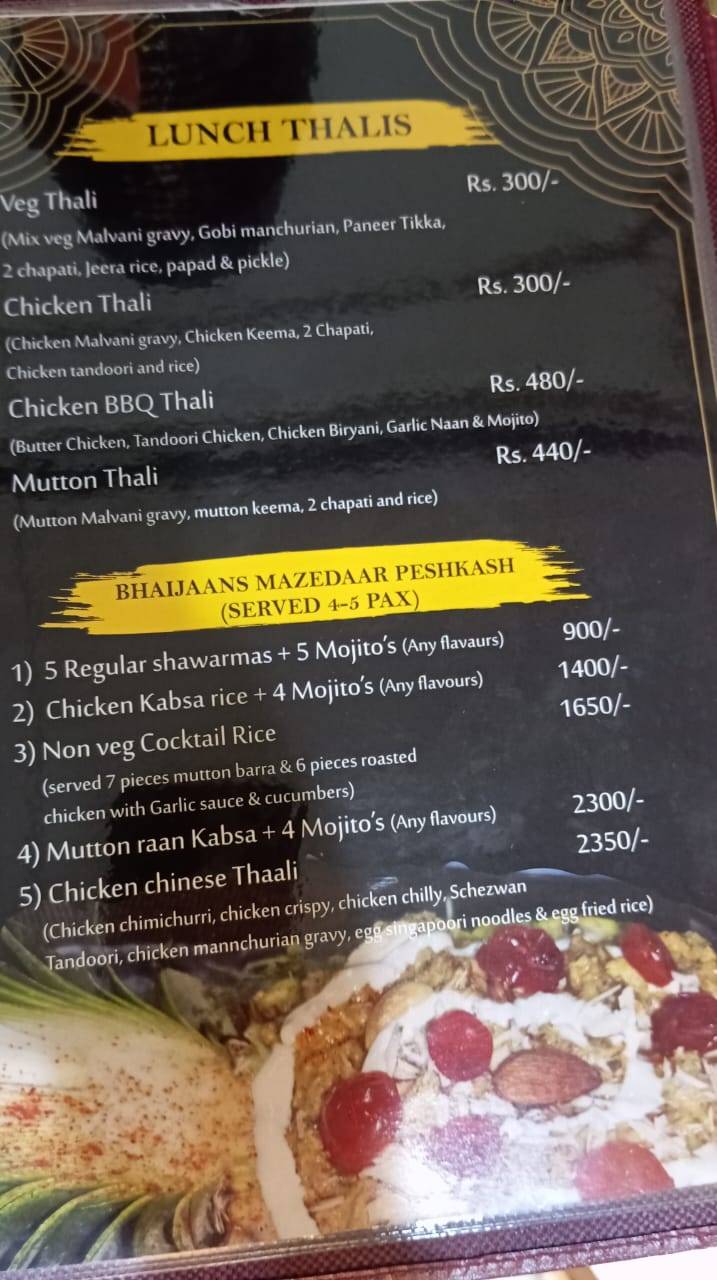 Shetty's Kitchen family restaurant menu