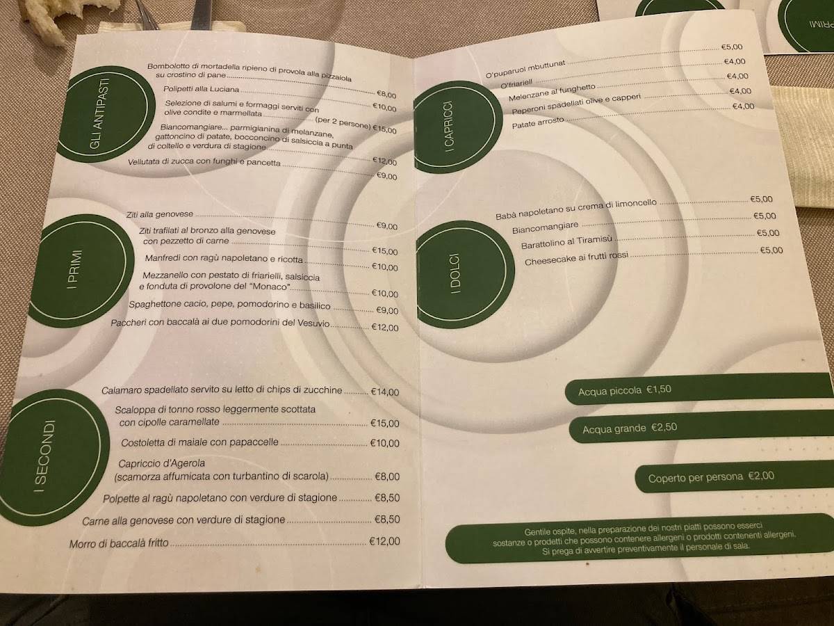 Menu di Biancomangiare - Cucina tipica napoletana Trattoria Osteria Napoli 