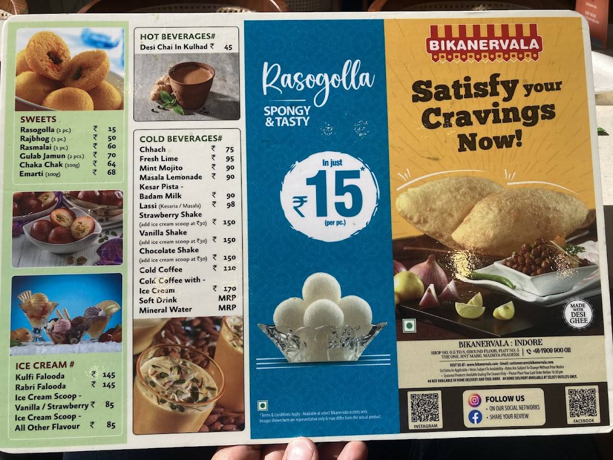 Bikanervala Indore menu