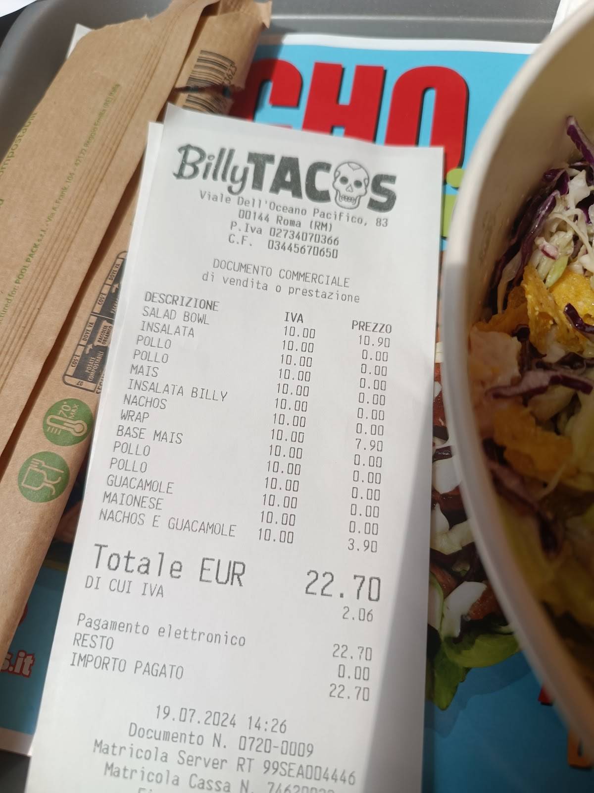 Menu di Billy Tacos - Roma (Euroma2) 