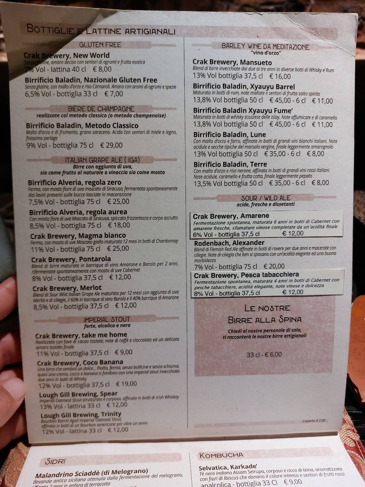 Menu di Birreria Riposto 